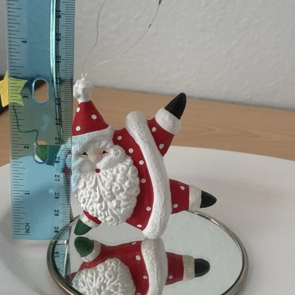 Vtg Y2k Santa Claus Star Shaped Christmas Ornament‎ Polkadot Whimsy Art